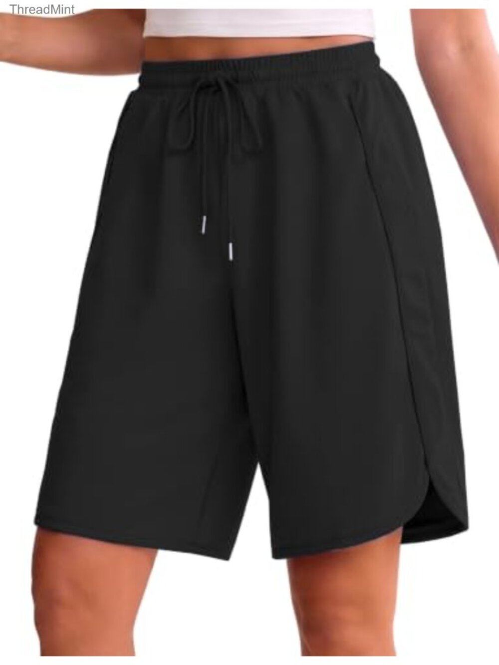 High Waisted Bermuda Shorts 9" with Pockets Lounge Casual Athletic